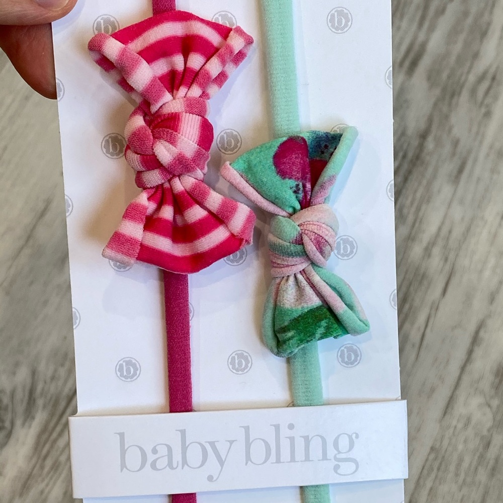 NWT Baby Bling Mini Print Skinny Bows